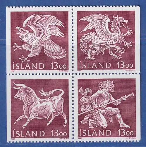 Island 1987 Figuren aus dem Staatswappen Mi.-Nr. 674-77 Satz kpl. ** 