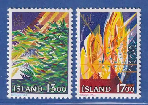 Island 1987 Weihnachten, Tannenzweige Kerzenflammen Mi.-Nr. 678-79 Satz kpl. ** 