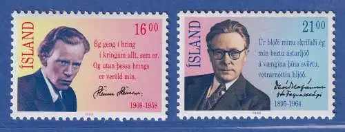 Island 1988 Persönlichkeiten Mi.-Nr. 680-81 Satz kpl. ** 