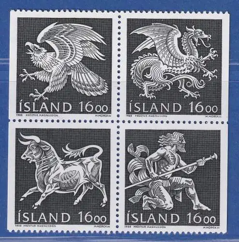 Island 1988 Figuren aus dem Isländischem Wappen Mi.-Nr. 684-87 Satz kpl. ** 