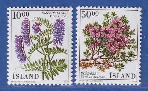 Island 1988 Blumen, Vogel-Wicke Thymian Mi.-Nr. 689-90 Satz kpl. ** 