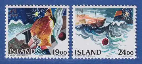 Island 1988 Weihnachten, Fischer auf See Mi.-Nr. 695-96 Satz kpl. ** 