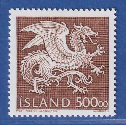 Island 1989 Figur aus dem Staatswappen, Drache 500Kr. Mi.-Nr. 703 **