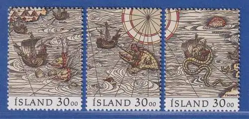 Island 1988 Tag der Briefmarke, Nordia `91 Mi.-Nr. 707-09 Satz kpl. ** 