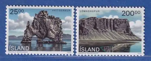 Island 1990 Landschaften Hvítserkur, Lómagnúpur Mi.-Nr. 731-32 Satz kpl. ** 