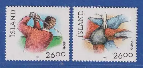 Island 1991 Sport, Golf, Glima-Ringen Mi.-Nr. 749-50 Satz kpl. ** 