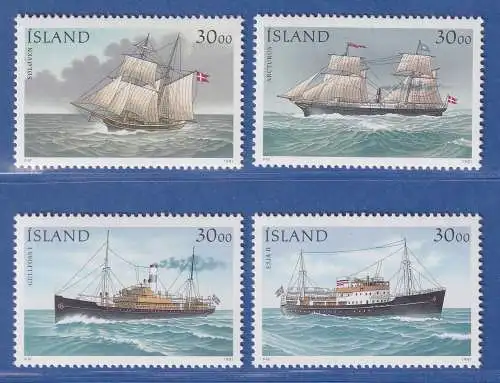 Island 1991 Tag der Briefmarke, Postschiffe Mi.-Nr. 753-56 Satz kpl.** 