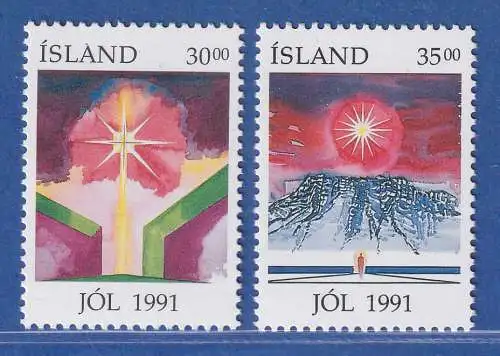 Island 1991 Weihnachten, Kerze Stern Mi.-Nr. 758-59 Satz kpl.** 