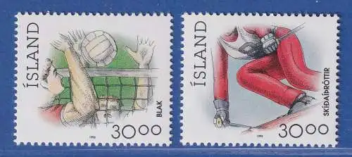 Island 1992 Sport, Volleyball,  Alpiner Skilauf Mi.-Nr. 760-61 Satz kpl.** 