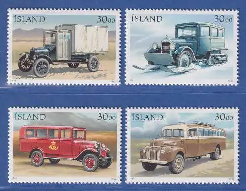 Island 1992 Tag der Briefmarke, Postautos Mi.-Nr. 770-73 Satz kpl.** 