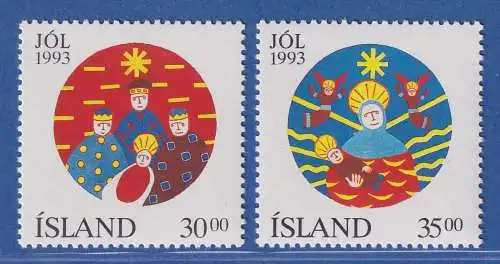 Island 1993 Weihnachten, Hl. Drei Könige, Hl. Maria Mi.-Nr. 795-96 Satz kpl.** 