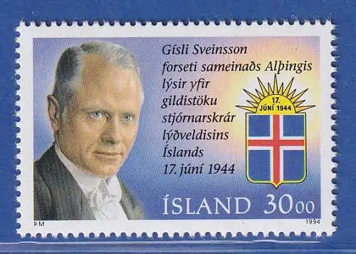 Island 1994 Gíslí Sveinsson Mi.-Nr. 807 Satz kpl. ** 