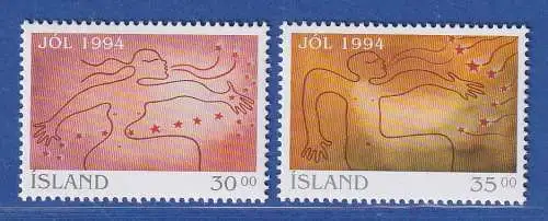 Island 1994 Weihnachten Frau , Mann Mi.-Nr. 816-17 Satz kpl. ** 