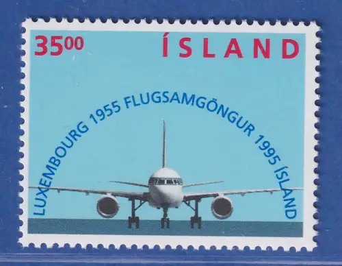 Island 1995 Flugverbindung zwischen Luxemburg und Island Mi.-Nr. 832 ** 