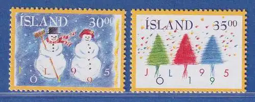 Island 1995 Weihnachten Schneemänner Weihnachtsbäume Mi.-Nr. 838-39 Satz kpl ** 