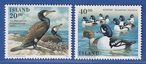 Island 1996 Vögel, Komoran Spatelente Mi.-Nr. 840-41 Satz kpl. ** 