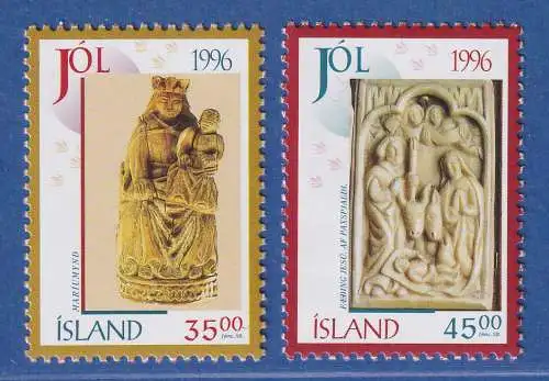 Island 1996 Weihnachten Maria mit Kind, Pax-Andachtsbildchen Mi.-Nr. 860-61 ** 