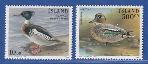 Island 1997 Vögel, Mittelsäger und Krickente Mi.-Nr. 862-63 Satz kpl. ** 