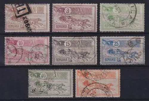 Rumänien 1903 Neue Post Bukarest Postgespann Mi.-Nr. 146-153 gestempelt