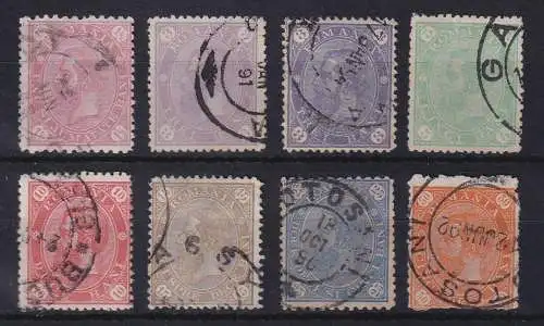 Rumänien 1890/91 König Karl I. Mi.-Nr. 83-89 Satz kpl. gestempelt