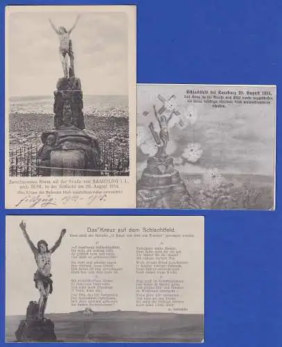 Lot 3 Bildpostkarten Kreuz von Saarburg (1.Weltkrieg) mit Feldpost-O