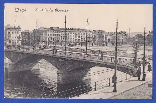 Feldpost 1.Weltkrieg AK Liege Pont de Boverie (Lüttich, B) mit Feldpost-O 1915