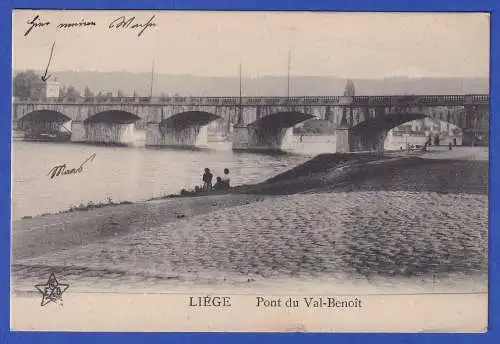 Feldpost 1.Weltkrieg AK Liege Pont du Val-Benoit (Lüttich, B) m. Feldpost-O 1916