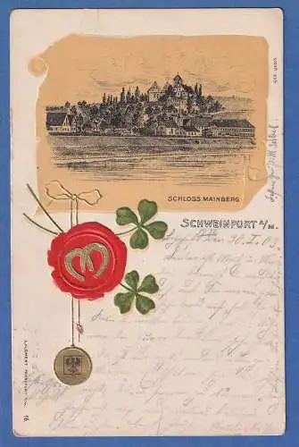 AK Bayern Schweinfurt Schloss Mainberg Glückssymbole gelaufen 1903