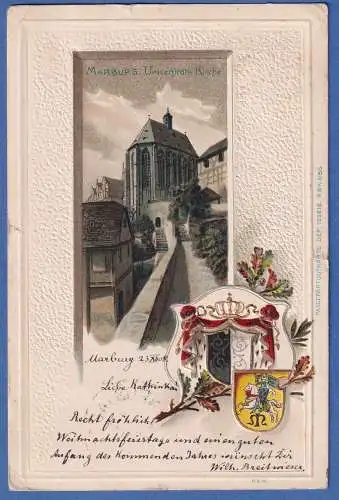 AK Hessen Marburg Universitäts Kirche gelaufen 1908