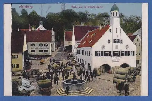 AK Bayern Mainburg Marktplatz am Hopfenmarkt gelaufen 1916