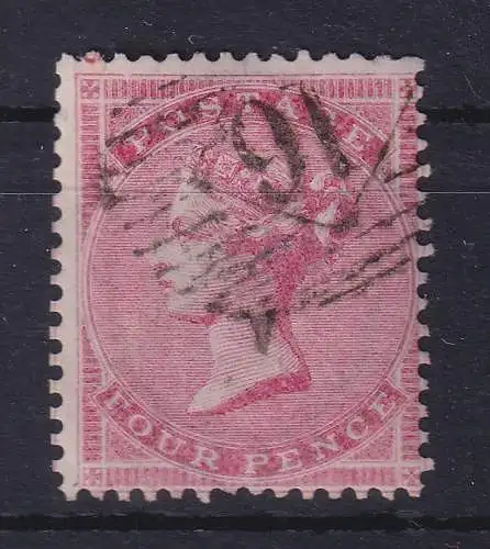 Großbritannien 1857 Queen Victoria 4 Pence karminrot Mi.-Nr. 13Zz mit Nr.-O