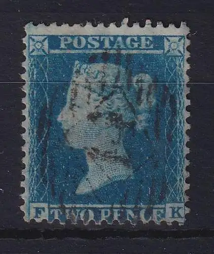 Großbritannien 1855 Queen Victoria 2 Pence blau Mi.-Nr. 11 B I mit Nr.-O 