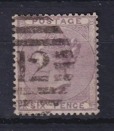 Großbritannien 1856 Queen Victoria 6 Pence violett Mi.-Nr. 14a mit Rost-Nr.-O 