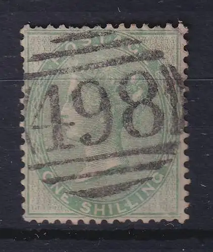 Großbritannien 1856 Queen Victoria 1 Shilling grün Mi.-Nr. 15b mit Nr.-O 498