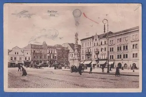 AK Polen Ratibor Ring gelaufen 1922