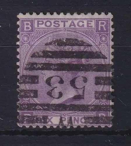 Großbritannien 1869 Queen Victoria 6 Pence violett Mi.-Nr. 30 mit Nr.-O 53