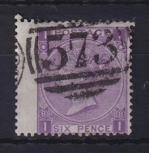 Großbritannien 1869 Queen Victoria 6 Pence violett Mi.-Nr. 30 mit Nr.-O 573