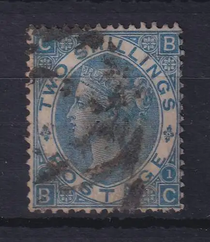 Großbritannien 1867 Queen Victoria 2 Shillings blau Mi.-Nr. 34 gestempelt