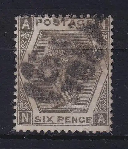 Großbritannien 1874 Queen Victoria 6 Pence grau Mi.-Nr. 44 mit Nr.-O