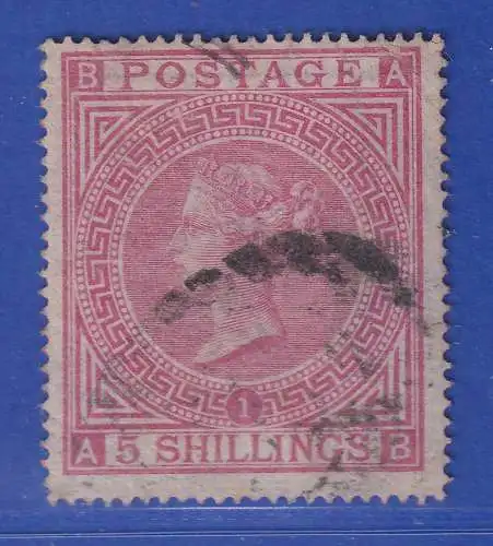 Großbritannien 1867 Queen Victoria 5 Shillings rosalila Mi.-Nr. 35 gestempelt