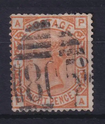 Großbritannien 1876 Queen Victoria 8 Pence orange Mi.-Nr. 45 mit Nr.-O