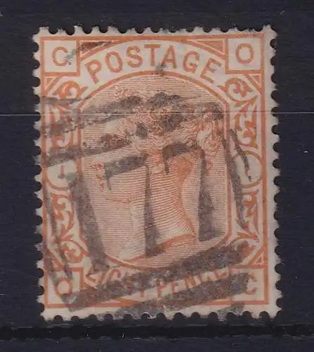 Großbritannien 1876 Queen Victoria 8 Pence orange Mi.-Nr. 45 mit Nr.-O 177
