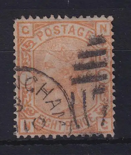 Großbritannien 1876 Queen Victoria 8 Pence orange Mi.-Nr. 45 gestempelt