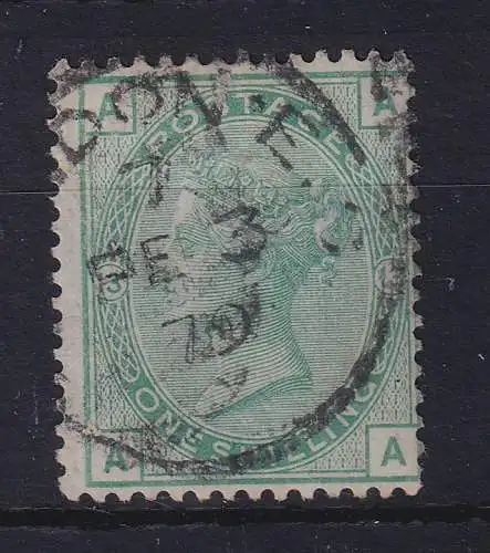 Großbritannien 1867 Queen Victoria 1 Shilling gelbgrün Mi.-Nr. 33 gestempelt