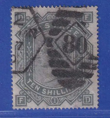 Großbritannien 1878 Queen Victoria 10 Shillings graugrün Mi.-Nr. 49 mit Nr.-O 80