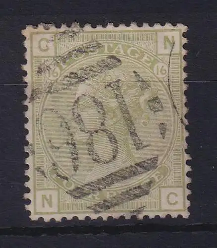 Großbritannien 1877 Queen Victoria 4 Pence oliv Mi.-Nr. 48 mit Nr.-O 186