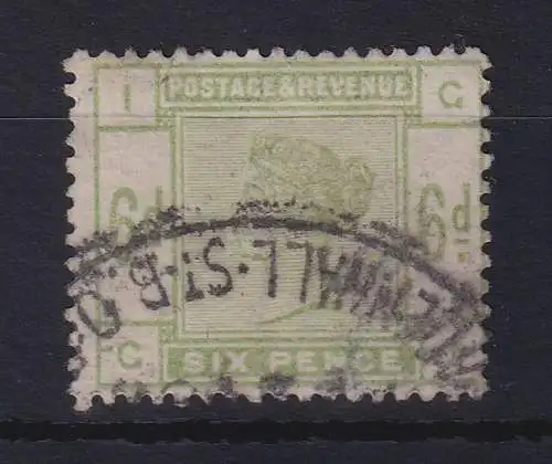 Großbritannien 1884 Queen Victoria 6 Pence graugrün Mi.-Nr. 79 gestempelt