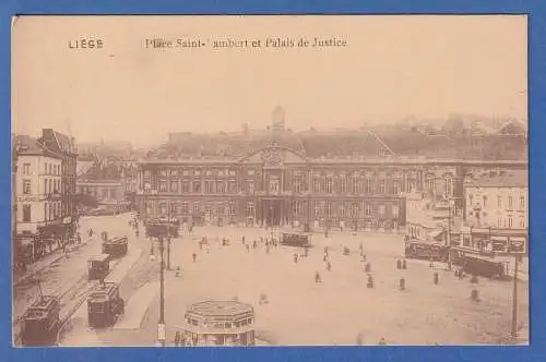 AK Belgien Lüttich / Liége Place St. Lambert Justizpalast gelaufen 1914
