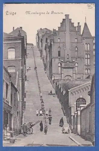 AK Belgien Lüttich / Liége Montagne de Bueren Treppe gelaufen 1915