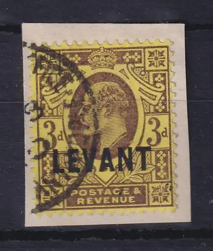 Britische Post in der Türkei 1905 Edward VII. 3 P Mi.-Nr. 18 O auf Briefstück